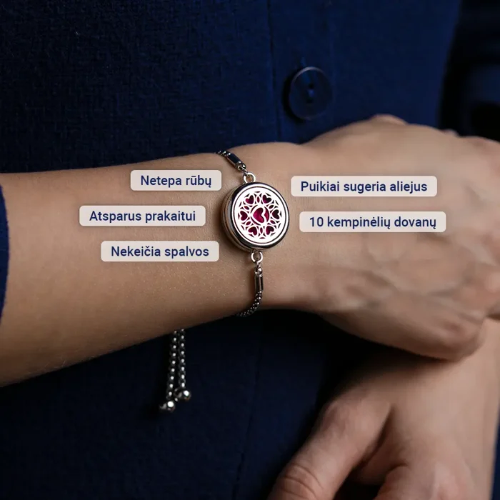 Aromaterapinė apyrankė – Širdelės - Image 2