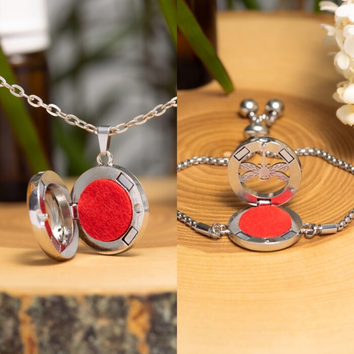 Aromaterapinės apyrankės ir pakabuko rinkinys – Rožė - Image 2