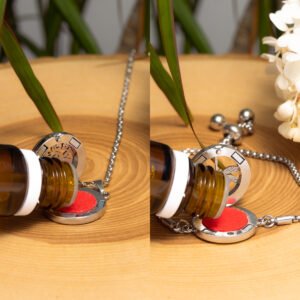 Aromaterapinės apyrankės ir pakabuko rinkinys – Rožė - Image 3