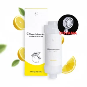 Vitaminizuotas dušo filtras – Citrinų aromato + Aukšto slėgio dušo galvutė dovanų