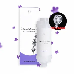Vitaminizuotas dušo filtras – Levandų aromato + Aukšto slėgio dušo galvutė dovanų